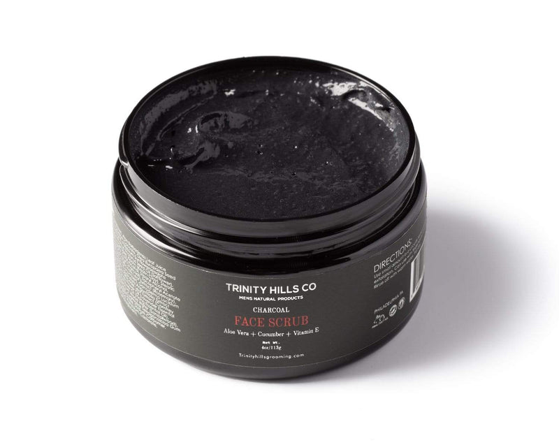 Activated charcoal face scrub - anti acne - men's face care - acne prone skin - Oily skin - Men's natural products - Trinity Hills Co