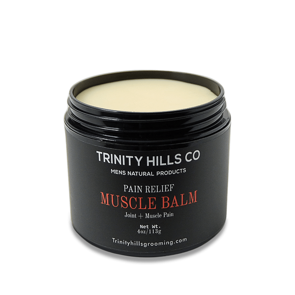 muscle balm for sore muscles - pain relief muscle cream - men's natural products - trinity hills co